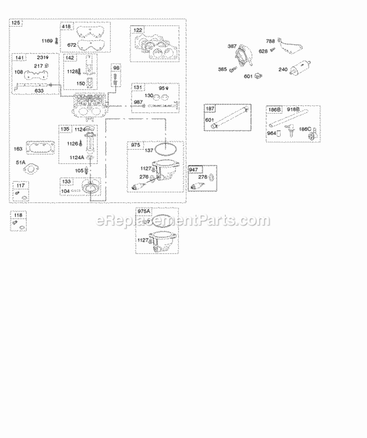 Carburetor Fuel Supply Kit-Carburetor Overhaul Diagram and Parts List for 49M777-0119-G1  Briggs and Stratton Engine